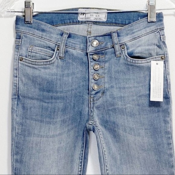 Free People NWT Button Fly Raw Hem Skinny Ankle Jeans Size 25 - Picture 5 of 10